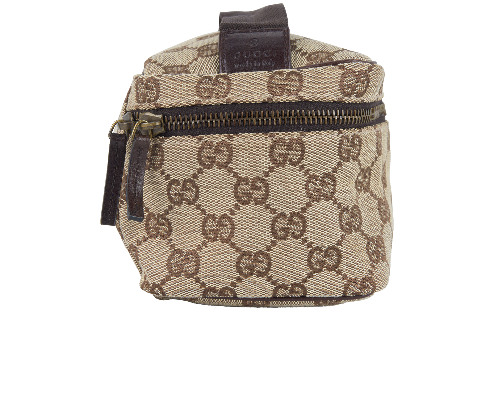 Gucci GG Canvas Cosmetic Pouch, &pound;275, Accessories, Brown, Canvas, Side view